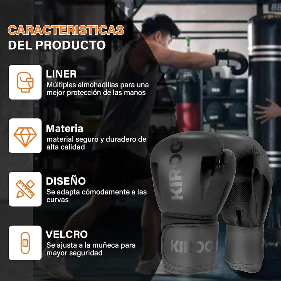 KIROGILY Guantes Box, Guantes de Box para Hombres y Mujeres de 12-14-16 oz, Guantes de Boxeo Adecuados para Artes Marciales Sparring. Incluir Protector Bucal, Correas Boxeador, Bolsa Almacenamiento - 14 onzas - Ver 1