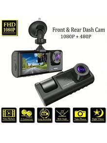 1pc Dual Channel 1080P Full HD Dash Cam, Front And Rear Dual Recording, DVR With Loop Recording, 2-Inch Display, Battery Capacity 150mAh (SD Card Not Included) - Multicolor - View 12