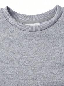 Youth/Kids "Six" And "Seven" Letters And Numbers Printed On The Back Dropped Shoulder Sweatshirt Sweatshirt Oversize Casual Versatile Loose Long-Sleeved Top