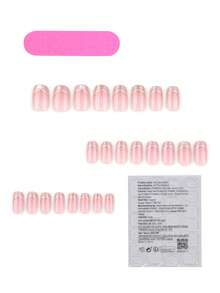 24 pezzi Adesivi per unghie corte e quadrate, stile francese con bordi dorati, glitter semplici e indossabili, set adatto per donne per uso quotidiano, appuntamenti e feste (con: 1 pezzo di colla gel e 1 lima)