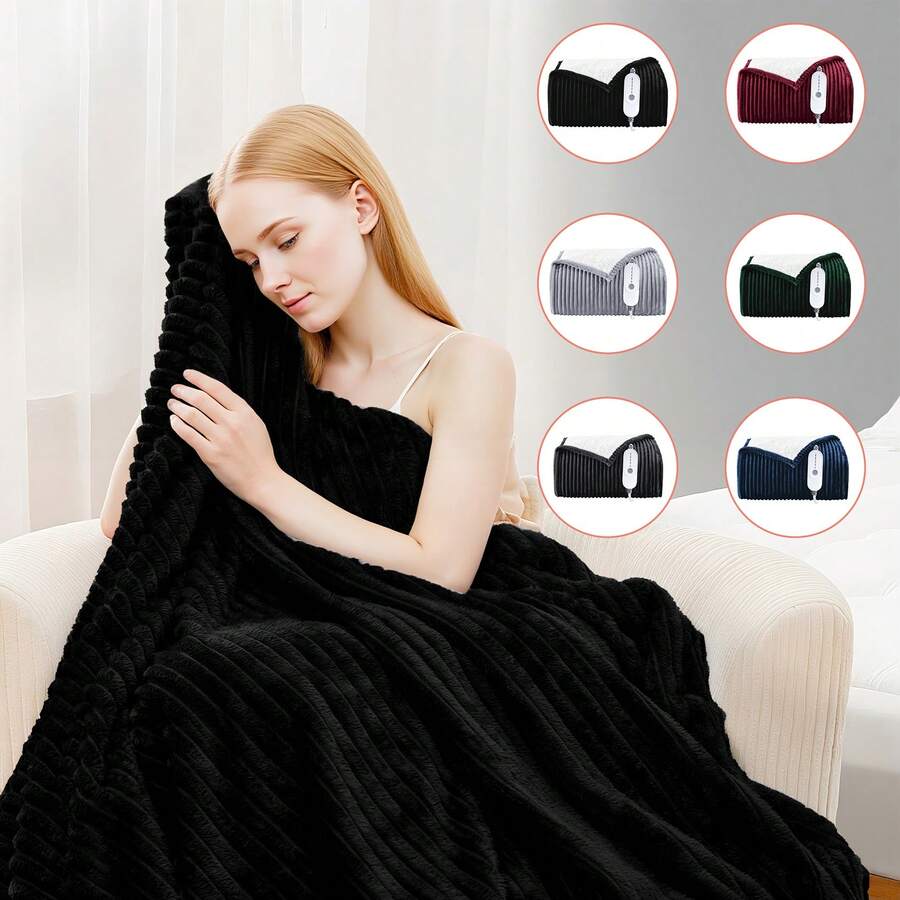 Heated Blanket Electric Soft Flannel Sherpa Heater 5 Heat Settings And 10 Hours Auto Shut-Off Heating Blanket Over-Heat Protection Machine Washable
