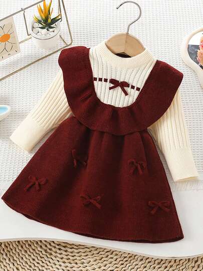Girls Knitted Sweater Dress, New Autumn/Winter Princess Dress, Korean Design, Suitable For New Year/Holiday/Birthday Gift