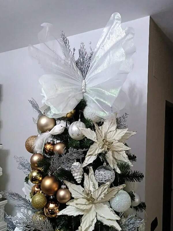 1 peça de flor artificial gigante de seda, borboleta, flores de papoula, decoração de borboleta 3D - 50 cm/19,69 polegadas, flores artesanais, borboleta, decoração de casamento para sala de estar, borboleta falsa gigante de gaze, vitrine de loja, decoração de jardim externo, decoração de quarto e varanda, borboleta falsa, decoração de local de casamento, decoração de borboleta para árvore de Natal