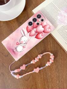 1 件白色 TPU 兔子卡通插图防震全覆盖手机壳和 1 件粉色心形串珠腕带，时尚百搭创意全保护手机壳，适合作为送给女朋友、最好的朋友、妻子、伴侣、家人、老板、情侣、同学、老师、同事、生日、节日的礼物 - 彩色 - 查看 5