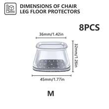 4/8/20 件透明椅腿地板保护垫 - 消除地板噪音，防止椅套刮伤，滑动顺畅 - 家具垫，家具滑块采用灰色软毛毡制成，保护地板和桌椅腿，适用于厨房、客厅、卧室、餐厅（圆形、矩形）