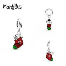 Manyilus Manyilus Original Schmuckanhänger Perlen - Weihnachts-Charm-Kollektion: Weihnachtsgeschenkbox-Charm, Weihnachtsmann-Charm, Weihnachtskranz-Charm, Weihnachtsstrumpf-Charm, Winter-Camping-Charm, Stern & Herz zusammenpassende Charms. Anhänger-Perlen-Charms für Schmuckherstellung, Armband-Anhänger. Geeignet für Armbänder, Armreifen.