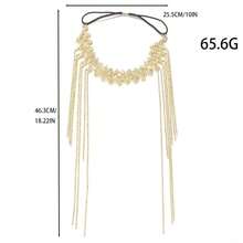 Exotic Luxury Rhinestone Long Tassel Hair Chain Headpiece, High-End Elastic Rhinestone Headband For Women - Multicolor - View 2