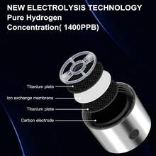 Botella de agua de hidrógeno recargable portátil, electrólisis rápida de 3 minutos, botella de agua rica en hidrógeno, 460 ml para viajes, oficina, ejercicio, beber (New-Black) - Plateado - Ver 8