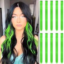 Clip In Hair Extensions 22 Inch 20Pcs/10Pcs Colored Hair Extensions Party Highlights Long Straight Synthetic Hairpieces For Women