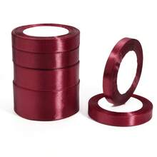 25 Yards/Roll Burgundy Satin Ribbon, Solid Shiny Fabric, Suitable For DIY Wedding Invitations, Bridal Bouquets, Gift Wrapping, Party Decorations, Sewing Crafts, Bridal Bouquet Accessories, Wedding Decorations - Burgundy - View 3