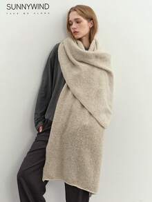 1pc Women Solid Color Soft & Skin-Friendly Warm Scarf, For Daily Use For Dress - Beige - View 4