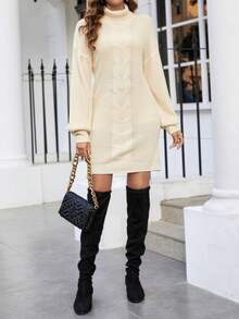 Damen Mode einfarbiger strukturierter Strickpullover, geeignet für den Alltag, Feiertage und Urlaub