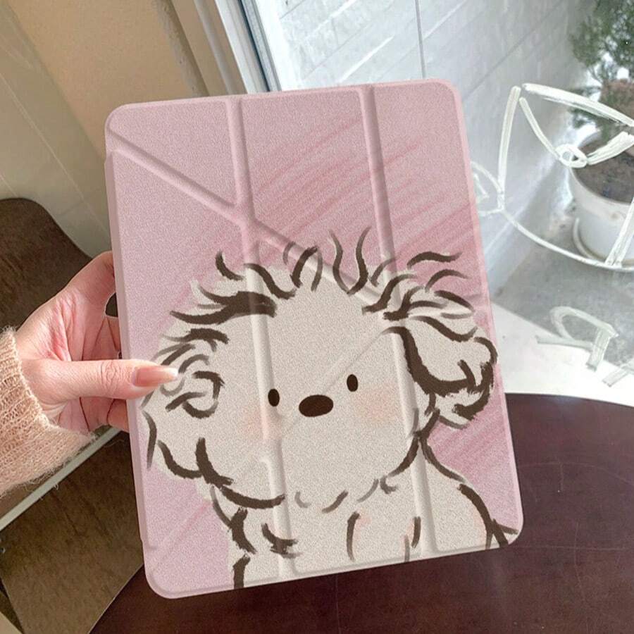 DANYCASE 透明折叠保护壳，兼容 iPad A16 2025、iPad Air 11/13、M2/M3、iPad Pro 11/13、M4 2024、iPad Air 4/5/10 代 10.9 英寸、iPad Pro 11 代、9 代、8 代、7 代 10.2 英寸、iPad Pro 12.9 英寸、4 代、5 代、6 代 - 吹風小狗 - 查看 1