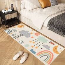 1pc Nordic Ins Style Square Cartoon Geometric Faux Wool Bedroom Bedside Rug, Living Room Floor Mat, Anti-Slip Sofa Cushion - Cloud - View 2
