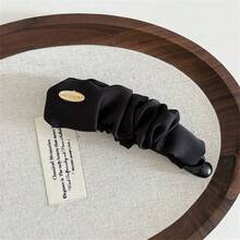 1个高档纯色褶皱香蕉夹，优雅马尾辫发饰，新款女士发夹，爪夹，发卡，发饰，头饰，女士发饰 - 彩色 - 查看 8