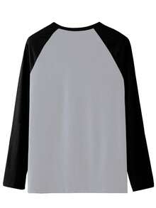 Men's Casual Everyday Commute Contrast Color Raglan Sleeve Half-Button Cardigan T-Shirt, Spring/Autumn - White - View 2