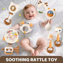 2/4/5pcs Children Dinosaur Rattle Toys With Teether - Sensory Development & Motor Skills Educational Toys, Mixed Color Baby Rattles Set With Bells, Horns And Teethers - Suitable For Newborns And Toddlers