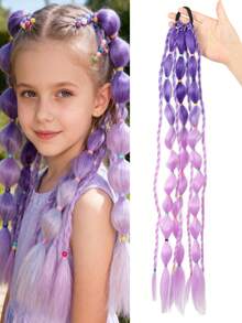 儿童渐变色灯笼辫，24 英寸长，适合在音乐节、万圣节和各种节日派对上佩戴 - 彩色 - 查看 12