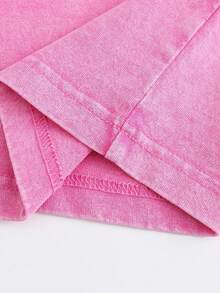 (230g T-Shirt)Men's Washed Cotton "Jesus Over Everything" Religious Graphic Tee, Oversized Casual Crewneck Short Sleeve T-Shirt, Retro Soft Breathable All - Season Top - 粉色 - 查看 3