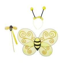 Bee Costume Accessories Set Bumble Bee Wings Antenna Headband Magic Wand Cosplay Accessories For Halloween Stages - 黃色 - 查看 6
