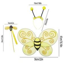 Bee Costume Accessories Set Bumble Bee Wings Antenna Headband Magic Wand Cosplay Accessories For Halloween Stages - 黃色 - 查看 7