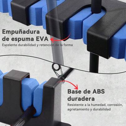 Porta Cañas de Pescar, Soporte para Caña de Pescar de Pared, Estante de Almacenamiento para Caña de Pescar, Estante para Caña de Pescar Montado en La pared, con Capacidad de 6 Cañas, Horizontal,Azul