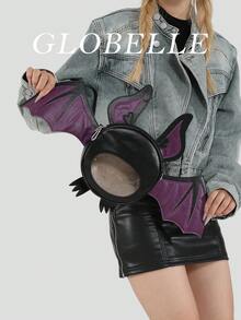 1 Pc New Fashionable And Fun Halloween Themed Devil Bat Shaped PU Leather Crossbody Bag With Wings And Foldable Design For Women For Outdoor&Halloween Themed Party&Halloween Costume Matching&Gift For Friends, Perfectly Matching With Halloween Costumes Women