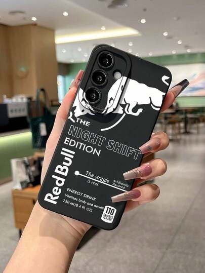 Slogan Creative Red Bull Energy Drink Inspired TPU Phone Case, Suitable For Samsung Models A05S, A06-4G, A12-5G, A14-5G, A15, A16, A21S, A22 5G, A32, A34, A36, A50, A51, A71, S20, S20FE, S23, A24, S25, S25ULTRA And More