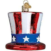 Old World Christmas Adornos: Regalos políticos Adornos de Vidrio soplado para árbol de Navidad, Elefante Republicano(Tío Sam) - Tipo 3 - Ver 2