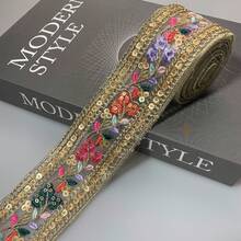 1 pieza de cinta de encaje bordada con flores, 1/5 yardas de adorno de tela para manualidades DIY, suministros de costura, decoración del hogar, envoltura de regalos, cintas de encaje para manualidades