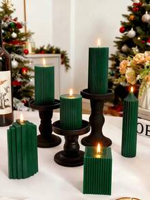 Christmas Home Decor Scented Candle On Long Stick, White Twisted Candle, Soy Wax Scented Candle, High Quality Smokeless, Home Decor, Room Decor, Wedding Decor, Tabletop Decor, Scented Gift Christmas Decorations, Christmas Gifts - Dark Green - View 6