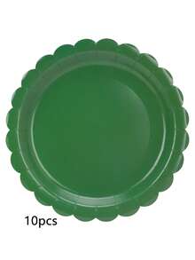 10pcs/20pcs/50pcs Dark Green Plates Paper 7 Inch Scalloped Green Paper Plates Dessert Cake Plate Cute Party Plate 9 Inch Dinner Plates For Wedding Birthday Holiday Event Festival Party Supplies