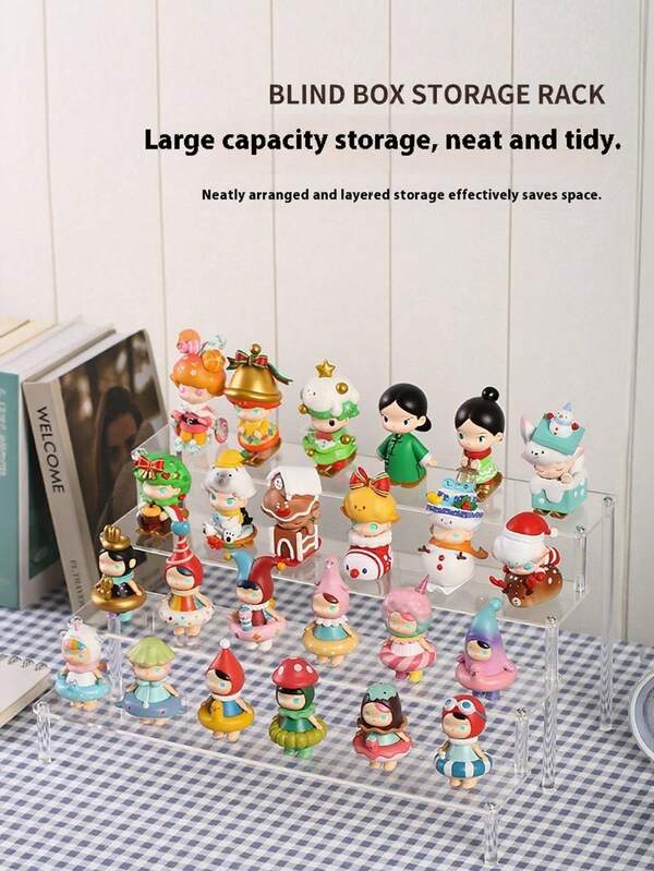 1pc Acrylic Multi-Size Desk Organizer Display Stand For Figurines, Perfume, Cosmetics, Trapezoid Shaped, Transparent Acrylic Material, Screw Fixation, Stable And Minimalist Premium Display Rack