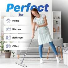 1 Set, Comes With 6 Replaceable Microfiber Pads, Household Mop And Bucket Set, Hands-Free Mop, Flexible Rotating Flat Mop, Wet And Dry Cleaning, Bucket Scraping, Easy Cleaning, Cleaning Supplies, Cleaning Tools - 白灰 - 查看 2