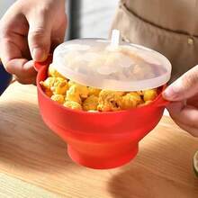 Heat-Resistant Foldable Microwave Popcorn Bowl With Lid