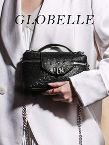 The 2025 New Vintage Ostrich Leather High-End Handbag Is Fashionable And Versatile. It Features A Classic Minimalist Style. The PU Leather Animal Ostrich Pattern Printed Single-Shoulder Bag, Handbag Chain Crossbody Bag, Valentine's Day. It Is High-End, Soft, Fashionable And Convenient To Carry. The Metal Lock Is Very Suitable For Daily Commuting, Shopping, Young Women, College Students, Newlyweds And White-Collar Workers