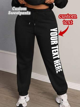 Pantalones de chándal personalizados de talla grande para mujeres - Personaliza tus pantalones de chándal, agrega tu texto, elige tu color y fuente favoritos, personaliza pantalones especiales, pantalones de chándal de forro polar de talla grande personalizados con bolsillos y ajuste con cordón, diseña pantalones de chándal personalizados como regalo para tu novia, familia, tú mismo, aniversario, vacaciones, etc. Regalos personalizados, pantalones de chándal de talla grande personalizados, pantalones personalizados, pantalones de chándal de talla grande para mujeres, pantalones