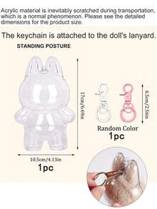 Protective Case For Labubu, Plastic Portable Storage Box For Labubu (Have A Seat) Plush Decorations With Keychain, Dustproof Scratch-Resistant Collector Display Compatible With Sitting/Standing Series