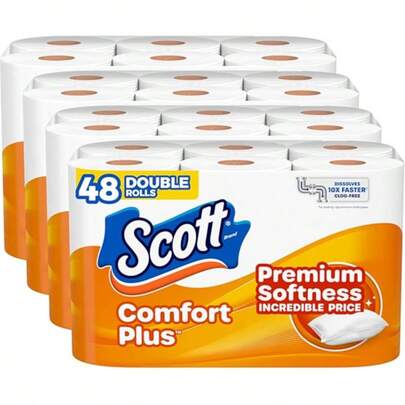 Scott ComfortPlus Toilet Paper Double Rolls, 231 Sheets Per Roll, Septic 1-Ply Toilet Tissue (Pack Of 12)
