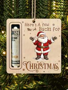 1/5 pièce Décoration de portefeuille de Noël, porte-monnaie de rangement, ornement d'arbre de Noël, Noël en bois naturel, cadeau d'anniversaire, de fête, boîte à monnaie décorative, décoration de Noël Père Noël et renne, faveurs de fête, artisanat en bois durable, design plat 2D