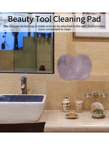 1pc Silicone Make Up Brush Cleaning Mat, Makeup Brush Cleaner Mats, Cosmetic Cleaning Pads, Portable Washing Tool With Suction Cup For Makeup Cosmetic Brushes, Drying Washing Tool, Suitable For Makeup Brush, Makeup Sponge, Powder Puff