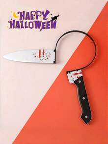 1 peça de faixa de cabeça de plástico com faca de horror para festa de Halloween, acessórios para cabelo de festa de Halloween, acessório de cabeça para cosplay de Halloween, acessório de cabeça para dramatização de Halloween, acessório de cabeça com piercing simulado de Halloween, acessório de cabeça, adequado para festas, reuniões, uso em feriados - Multicolorido - Ver 1