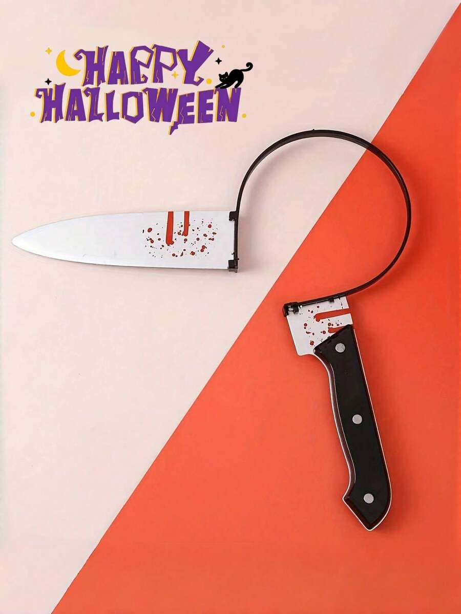 1 peça de faixa de cabeça de plástico com faca de horror para festa de Halloween, acessórios para cabelo de festa de Halloween, acessório de cabeça para cosplay de Halloween, acessório de cabeça para dramatização de Halloween, acessório de cabeça com piercing simulado de Halloween, acessório de cabeça, adequado para festas, reuniões, uso em feriados - Multicolorido - Ver 1