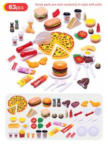 Realistic Pizza & Burger Playset, Children's Food Role Play Toys (Interactive Kitchen Game + Food Recognition & Intelligence + Hands-On Play + Holiday Gift), Includes Detachable Pizza, Multi-Layer Burger, Ice Cream, Coffee And Other Realistic Food Items For Kids To Role Play In The Kitchen - Multicolor - View 13