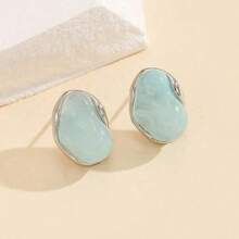 1 Pair Asymmetrical Geometric Shape Pearl Stud Earrings - 彩色 - 查看 3