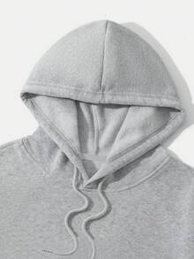1pc Couple'S Bestseller Thickened Hooded Loose Fit Coat With Geometric Love Design, Casual Wear, Front Pockets & Adjustable Hood For Men & Women - 女式灰色單件 - 查看 4