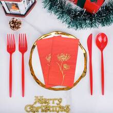 Guardanapos descartáveis com estampagem a quente vermelha de 15,74 x 13 polegadas, 100/60/20 unidades, padrão floral, usados para celebrações tradicionais de feriados, festas de aniversário, banquetes de casamento, festas de noivado, ocasiões sociais de negócios, uso diário em hotéis e indústrias de catering, etc.