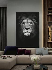 现代墙面装饰海报 狮子王装饰画 动物墙艺 可选画框 家居装饰材料 适用于客厅、房间、办公室等墙面装饰 - 黑色 - 查看 9