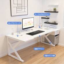 ゲーミングデスク パソコンデスク 長い幅80cm 配線整理ホール付き コンパクトデスク 机 組立簡単 おしゃれなゲーミングデスク パソコンデスク 簡単組み立て 作業・ゲーム・学習に最適 - ホワイト - チェックする 7