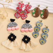 一对波西米亚风亚克力几何长耳环，送给朋友的精致小礼物 - 幾何圖案耳飾 - 查看 9